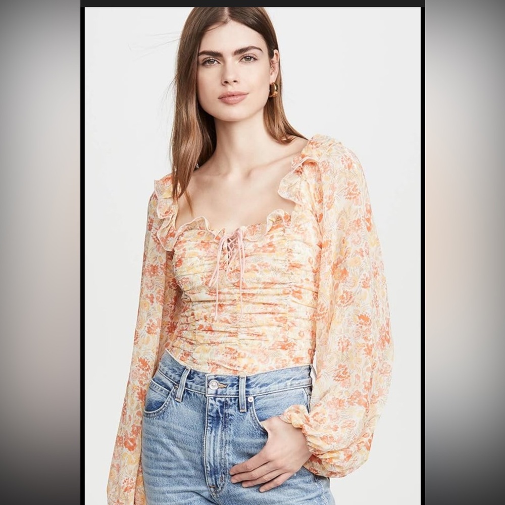Free People BNWT Mabel Printed Blouse Rushed in Spring Combo